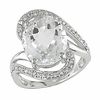 Thumbnail Image 1 of Large Oval White Topaz Ring with Diamond Accents in 14K White Gold