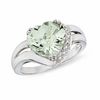 Thumbnail Image 0 of 10.0mm Heart-Shaped Green Quartz and Diamond Accent Ring in 14K White Gold