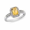 Thumbnail Image 1 of Emerald-Cut Citrine and 1/8CT. T.W. Diamond Ring in 10K White Gold
