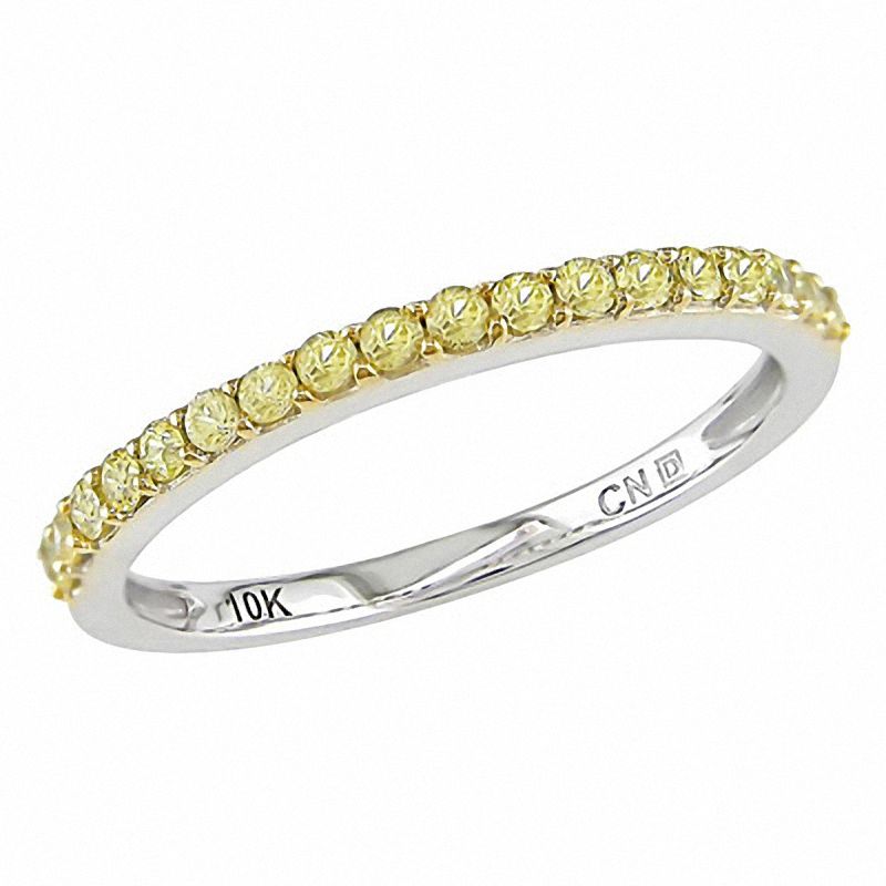 Main Image 1 of Yellow Sapphire Band with Yellow Gold Prongs in 10K White Gold