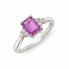 Thumbnail Image 1 of Emerald-Cut Amethyst Ring in 14K White Gold with Diamond Accents
