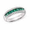 Thumbnail Image 1 of Emerald and Diamond Band in 14K White Gold