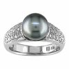 Thumbnail Image 0 of Cultured Tahitian Pearl Ring with 1/3 CT. T.W. Diamonds in 14K White Gold