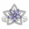 Thumbnail Image 0 of Tanzanite and 1/5 CT. T.W. Diamond Star Ring in 14K White Gold