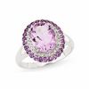 Thumbnail Image 1 of Large Oval Amethyst Ring with Diamond Accents in 14K White Gold
