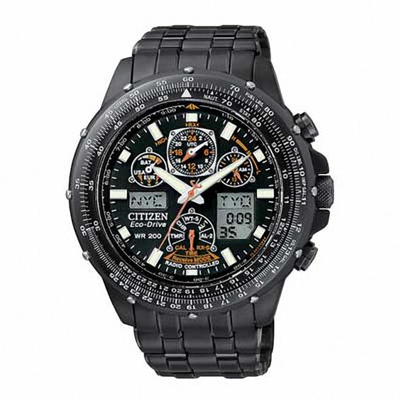 Mens Citizen Eco-Drive Promaster Skyhawk A-T Chronograph Black IP Watch (Model: Jy0005-50E)