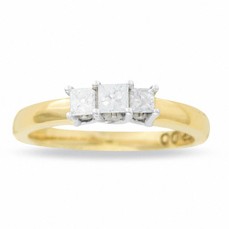 Main Image 1 of 1/2 CT. T.W. Three Stone Diamond Ring in 14K Gold