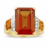 Thumbnail Image 1 of Lab-Created Orange Sapphire and Diamond Ring in 10K Gold
