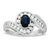 Thumbnail Image 1 of Blue Sapphire and 2/5CT. T.W. Diamond Swirl Ring in 14K White Gold