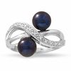 Thumbnail Image 1 of Black Freshwater Cultured Pearl and Diamond Ring in 14K White Gold