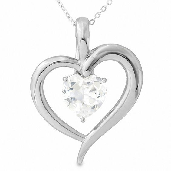 Interchangeable Lab-Created Sapphires Heart Pendant in Sterling Silver