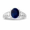 Thumbnail Image 1 of Lab-Created Blue and White Sapphire Ring in Sterling Silver