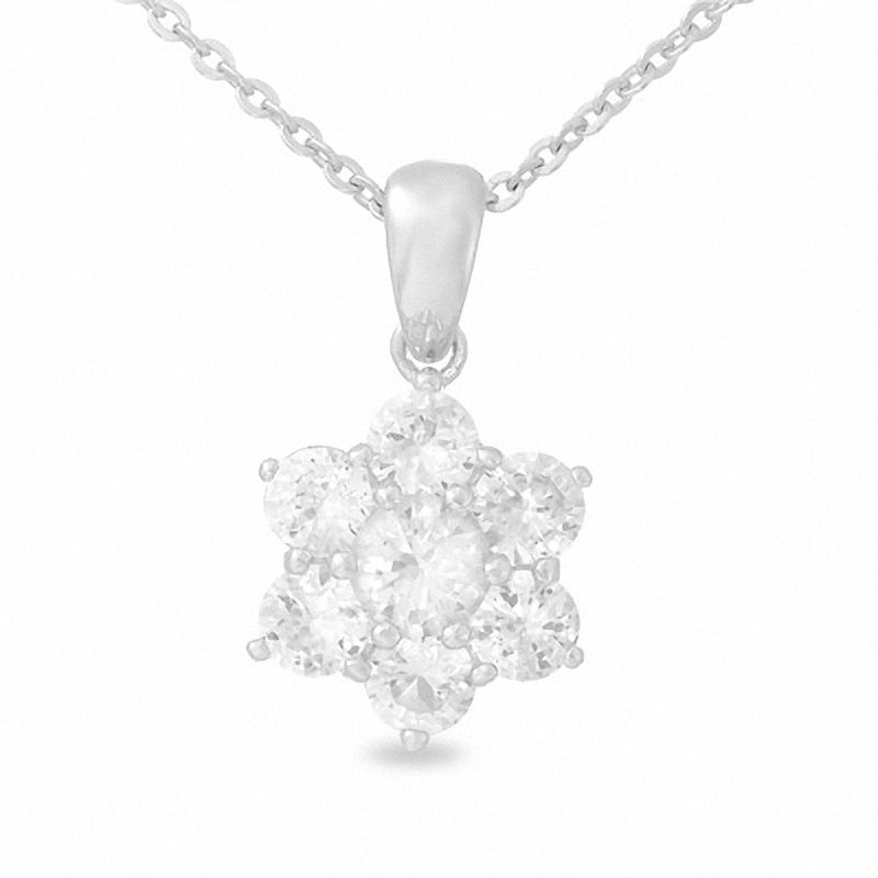 Main Image 1 of Sterling Silver Lab-Created White Sapphire Pendant