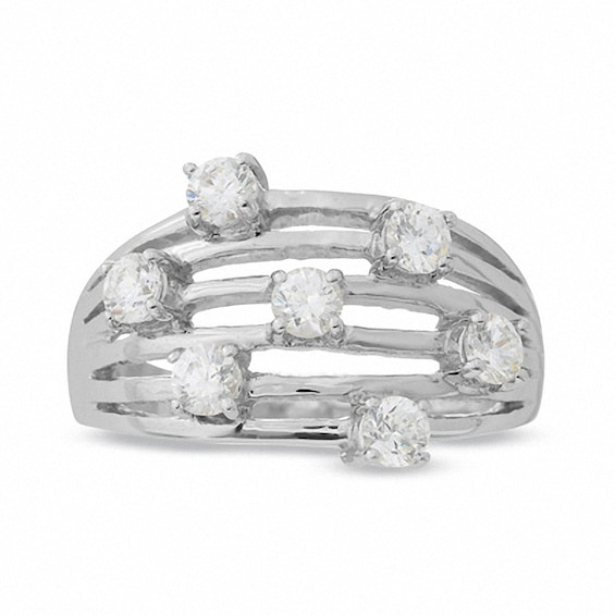Lab-Created White Sapphire Ring in Sterling Silver