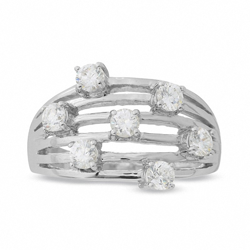 Main Image 1 of Lab-Created White Sapphire Ring in Sterling Silver