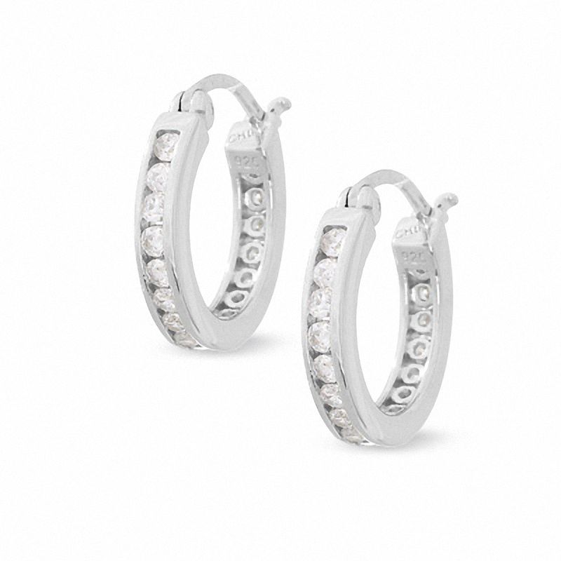 Created White Sapphire Inside-Outside Hoops in Sterling Silver