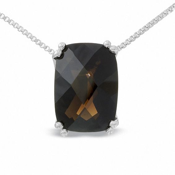 Cushion-Cut Smoky Quartz Pendant in Sterling Silver