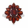 Thumbnail Image 1 of Large Flower Cluster Garnet Ring in Sterling Silver