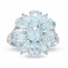 Thumbnail Image 1 of Aquamarine Flower Ring in Sterling Silver