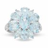 Thumbnail Image 0 of Aquamarine Flower Ring in Sterling Silver