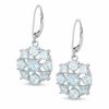 Thumbnail Image 1 of Aquamarine Flower Drop Leverback Earrings in Sterling Silver