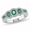 Thumbnail Image 0 of Three Stone Emerald and Diamond Ring in 14K White Gold