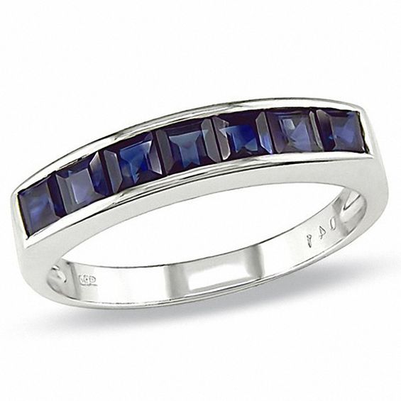Blue Sapphire Ring in 14K White Gold