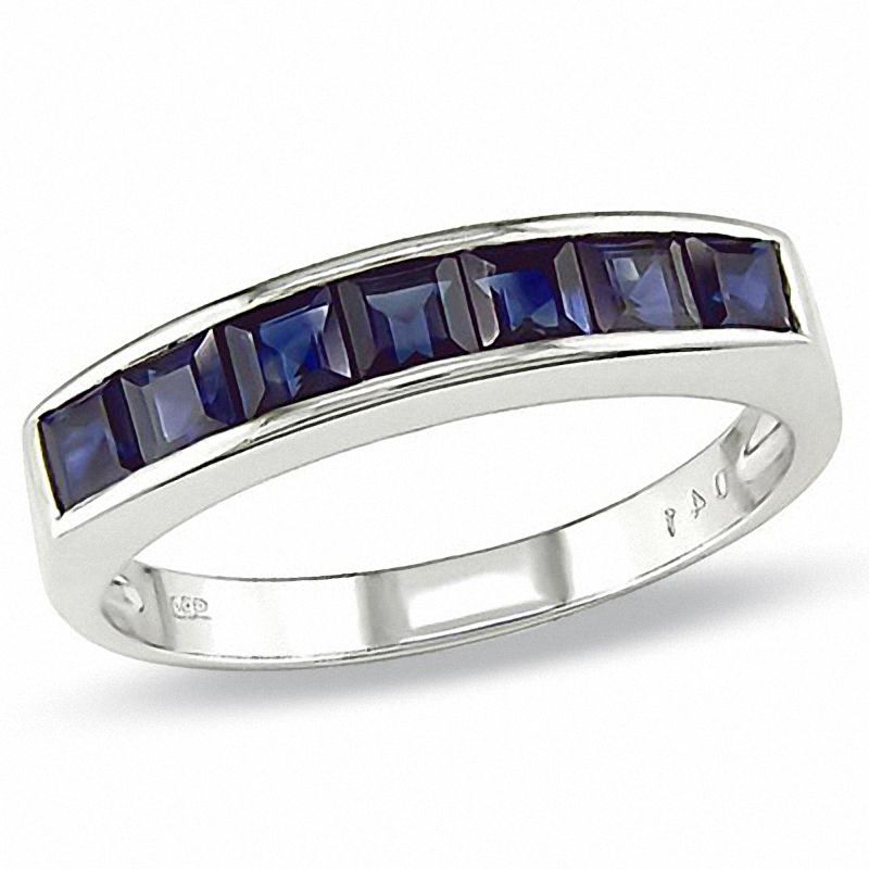 Main Image 1 of Blue Sapphire Ring in 14K White Gold