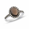 Thumbnail Image 1 of Oval Smoky Quartz Ring in 14K White Gold with Enhanced Champagne Diamond Accents