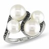 Thumbnail Image 0 of Cultured Freshwater Pearl and Black Diamond Ring in 14K White Gold