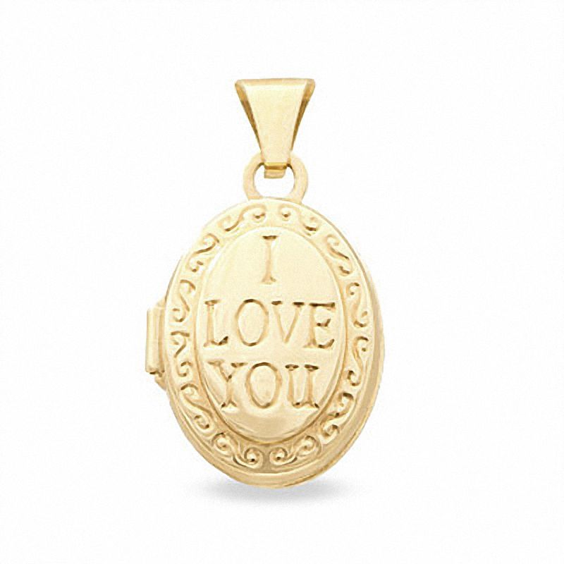 Main Image 1 of 10K Gold "I Love You" Oval Locket