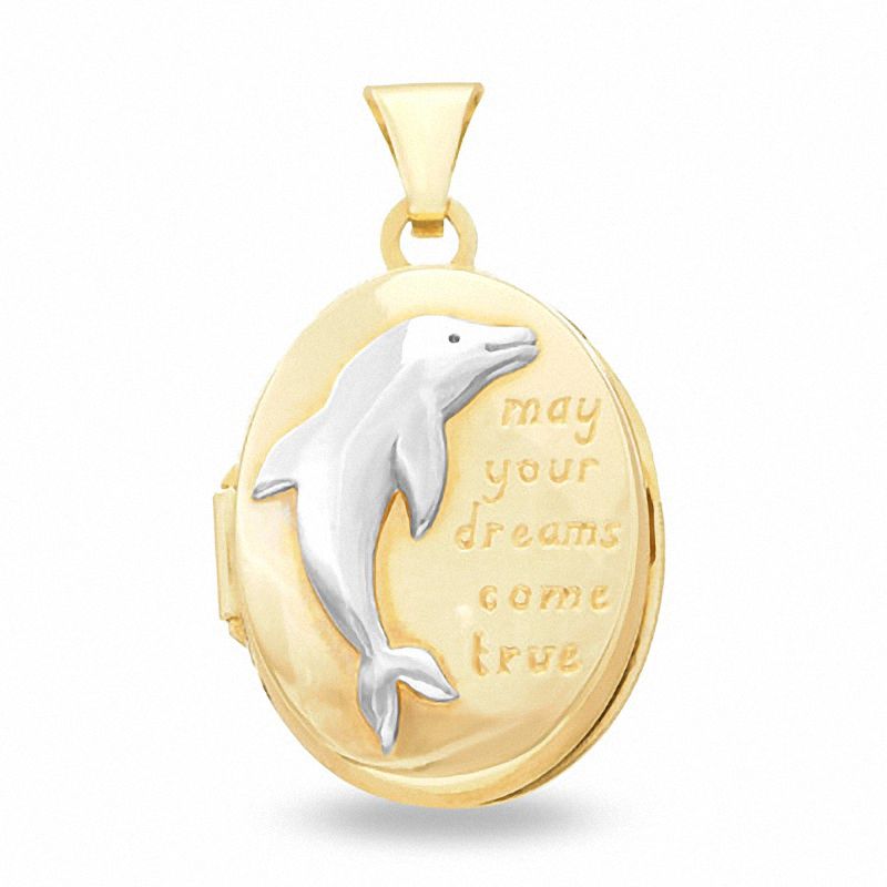 Main Image 1 of 10K Two-Tone Gold Round Dolphin Locket