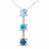 Thumbnail Image 1 of Sky, Swiss and London Blue Topaz Three Stone Pendant in 14K White Gold