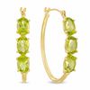 Thumbnail Image 1 of Peridot Three Stone Oval Hoop Earrings in 14K Gold