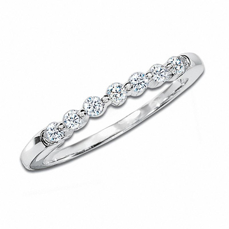 Main Image 1 of 1/15 CT. T.W. Colorless 7-Diamond Band in 14K White Gold