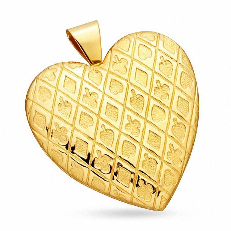 Main Image 1 of 14K Gold Playing Card Suit Design Heart Locket