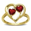 Thumbnail Image 1 of Lab-Created Ruby Couple's Heart Ring in 10K Gold with Diamond Accent