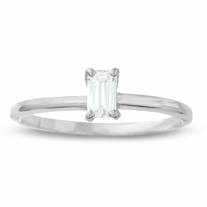 1/2 CT. Emerald-Cut Diamond Solitaire Engagement Ring in 14K White Gold
