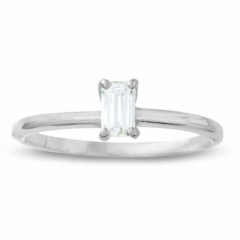 Main Image 1 of 1/2 CT. Emerald-Cut Diamond Solitaire Engagement Ring in 14K White Gold