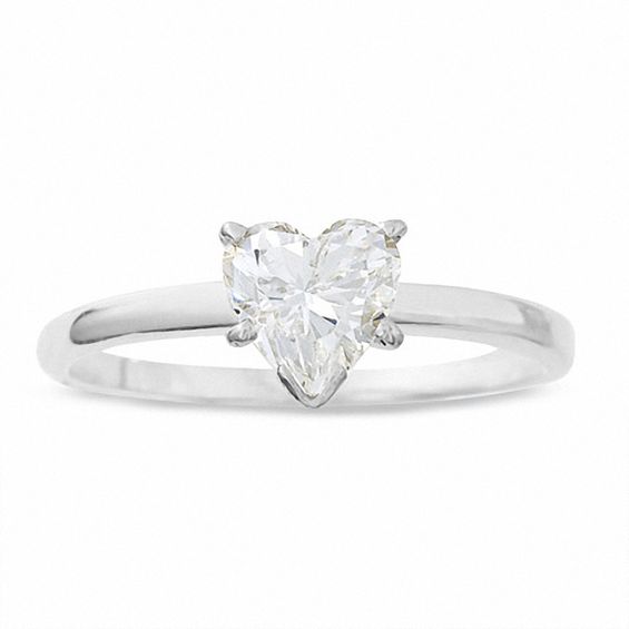 3/4 CT. Heart Shaped Diamond Solitaire Engagement Ring in 14K White Gold