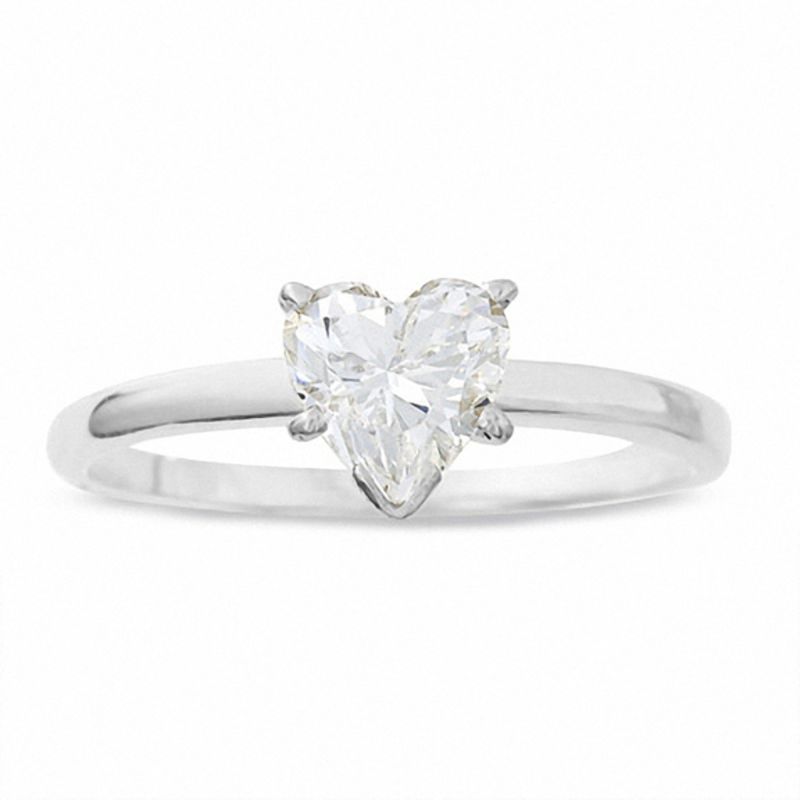 Main Image 1 of 3/4 CT. Heart Shaped Diamond Solitaire Engagement Ring in 14K White Gold