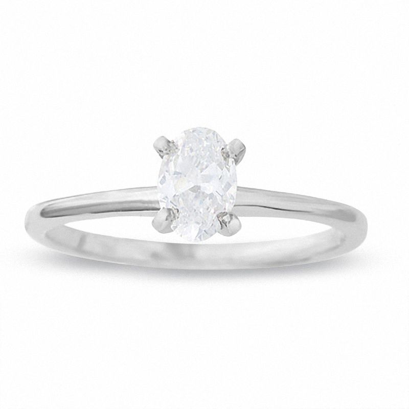 Main Image 1 of 1/2 CT. Oval Diamond Solitaire Engagement Ring in 14K White Gold