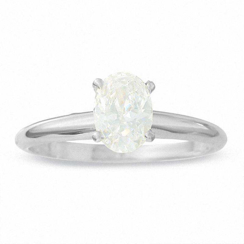 3/4 CT. Oval Diamond Solitaire Engagement Ring in 14K White Gold