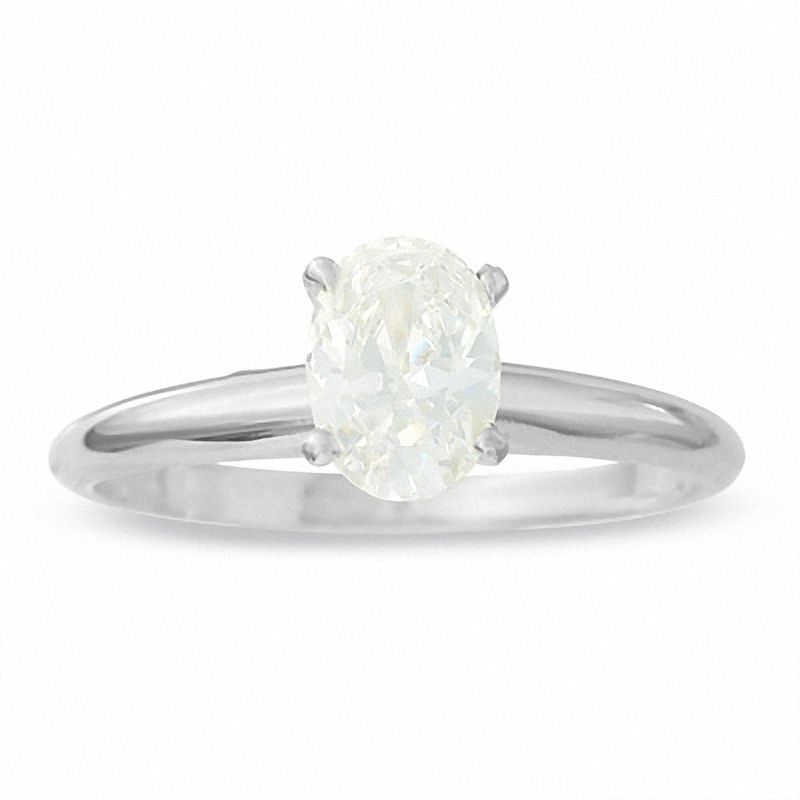 Main Image 1 of 3/4 CT. Oval Diamond Solitaire Engagement Ring in 14K White Gold