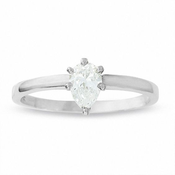 1/2 CT. Pear Shaped Diamond Solitaire Engagement Ring in 14K White Gold
