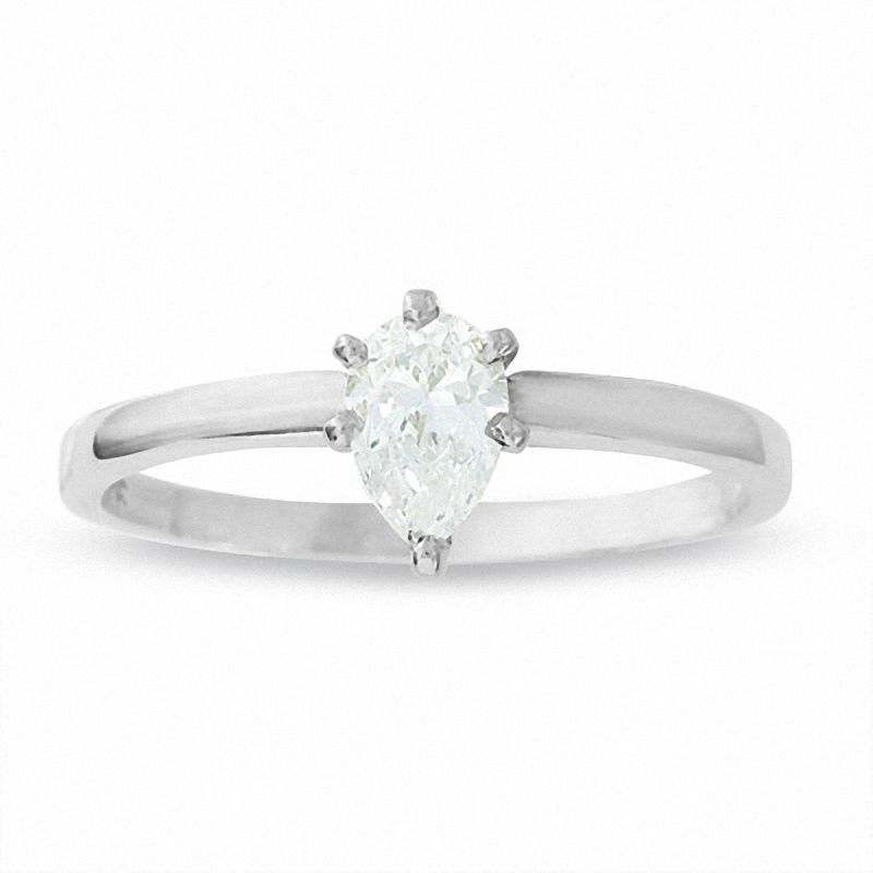 Main Image 1 of 1/2 CT. Pear Shaped Diamond Solitaire Engagement Ring in 14K White Gold