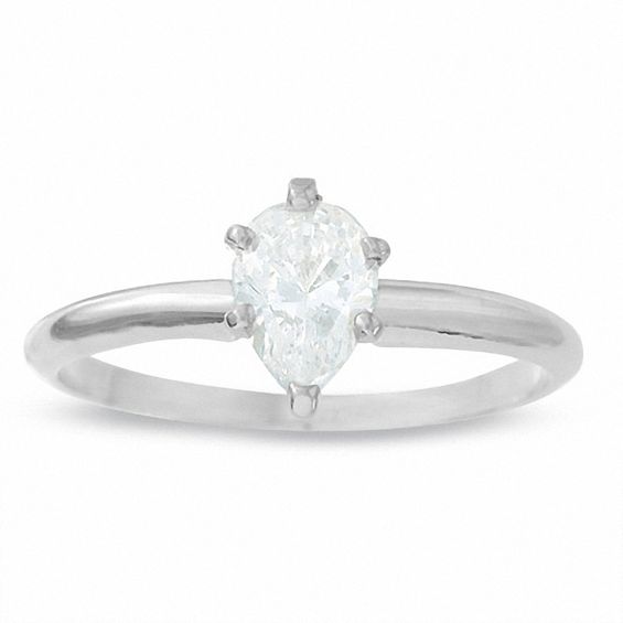 3/4 CT. Pear Shaped Diamond Solitaire Engagement Ring in 14K White Gold