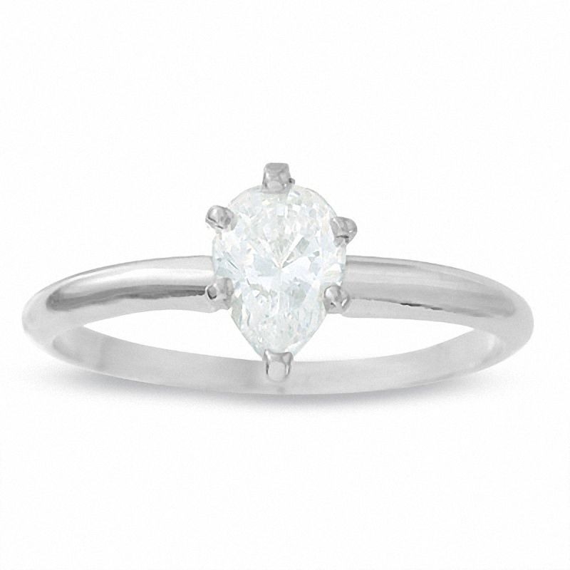 Main Image 1 of 3/4 CT. Pear Shaped Diamond Solitaire Engagement Ring in 14K White Gold