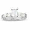 Thumbnail Image 1 of 3/4 CT. T.W. Emerald-Cut Diamond Ring with Side Accents in 14K White Gold