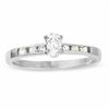 Thumbnail Image 0 of 1/2 CT. T.W. Oval Diamond Solitaire Engagement Ring with Side Accents in 14K White Gold